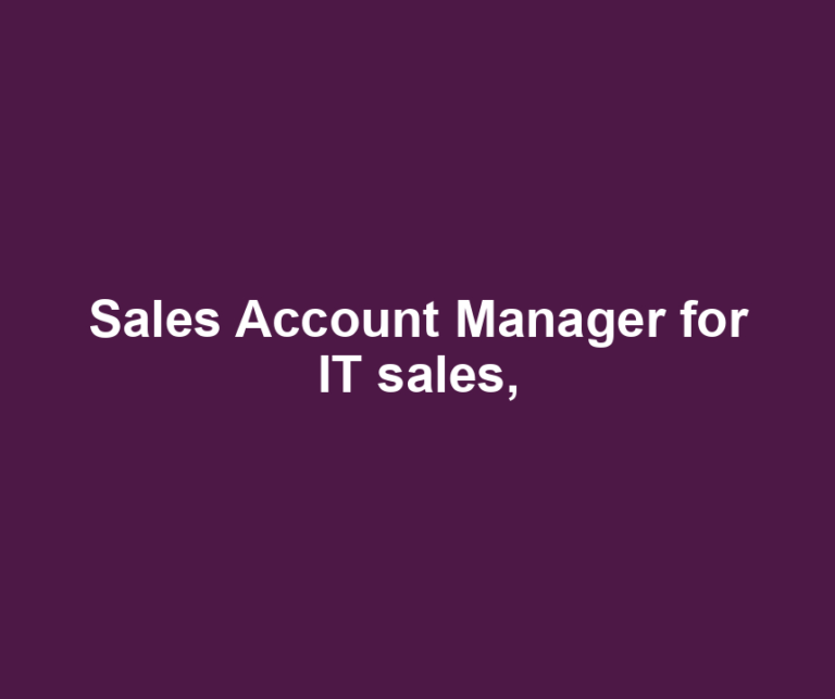 Sales Account Manager for IT sales,