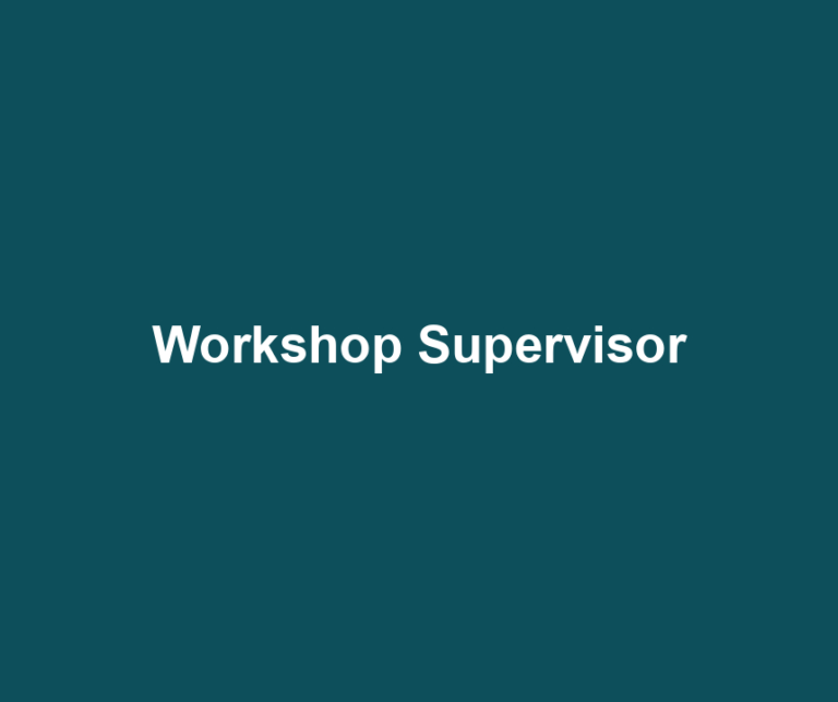 Workshop Supervisor