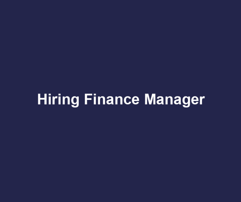 Hiring Finance Manager