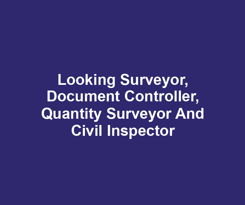 Looking Surveyor, Document Controller, Quantity Surveyor And Civil Inspector