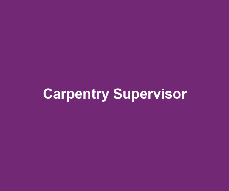 Carpentry Supervisor