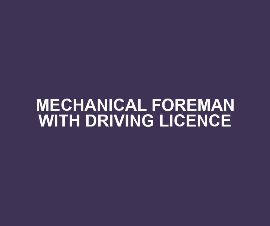 MECHANICAL FOREMAN WITH DRIVING LICENCE