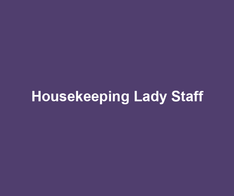 Housekeeping Lady Staff