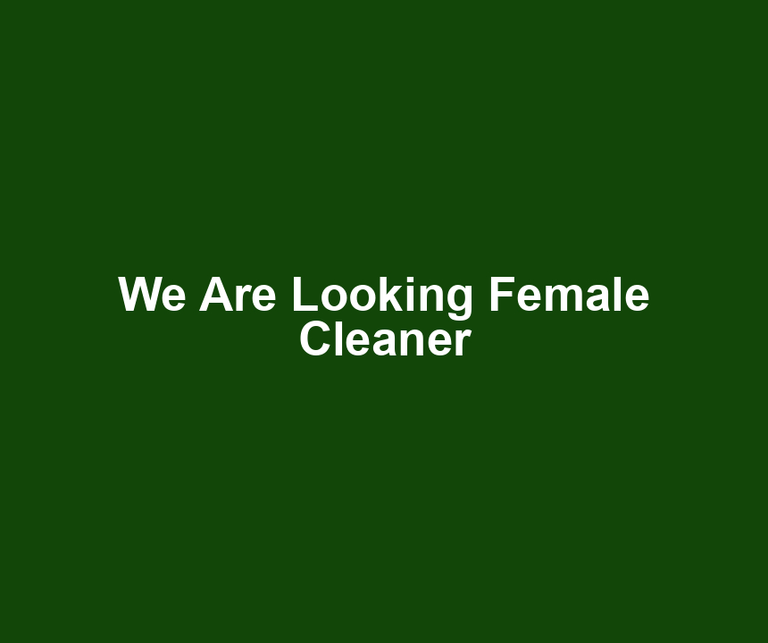 We Are Looking Female Cleaner