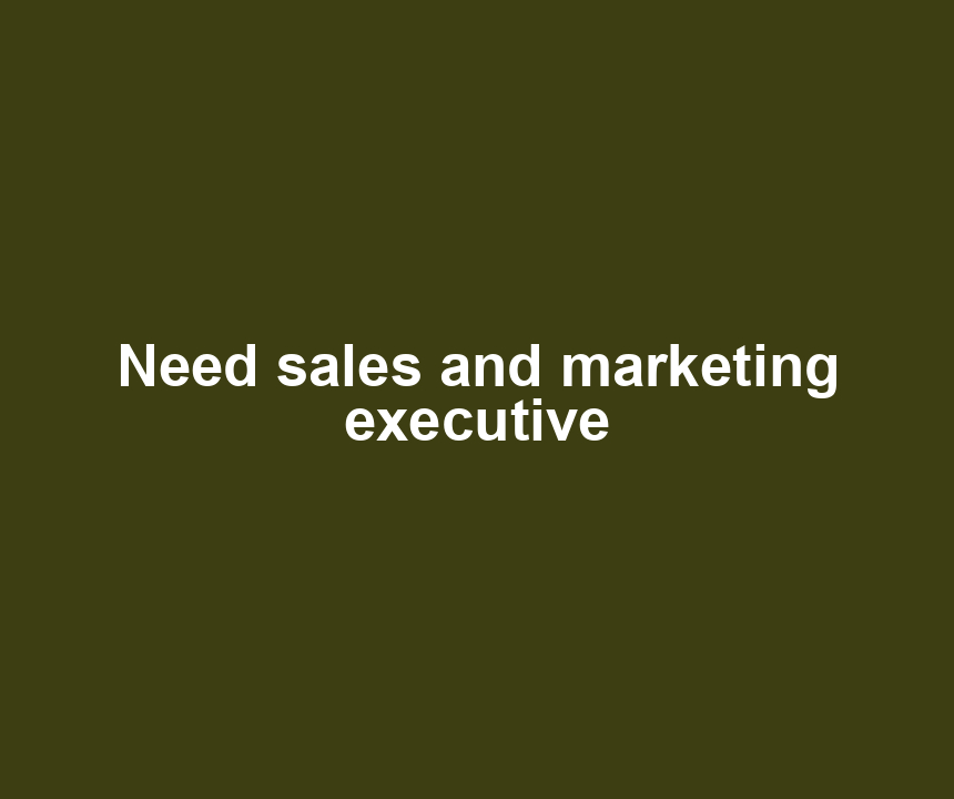 Need sales and marketing executive
