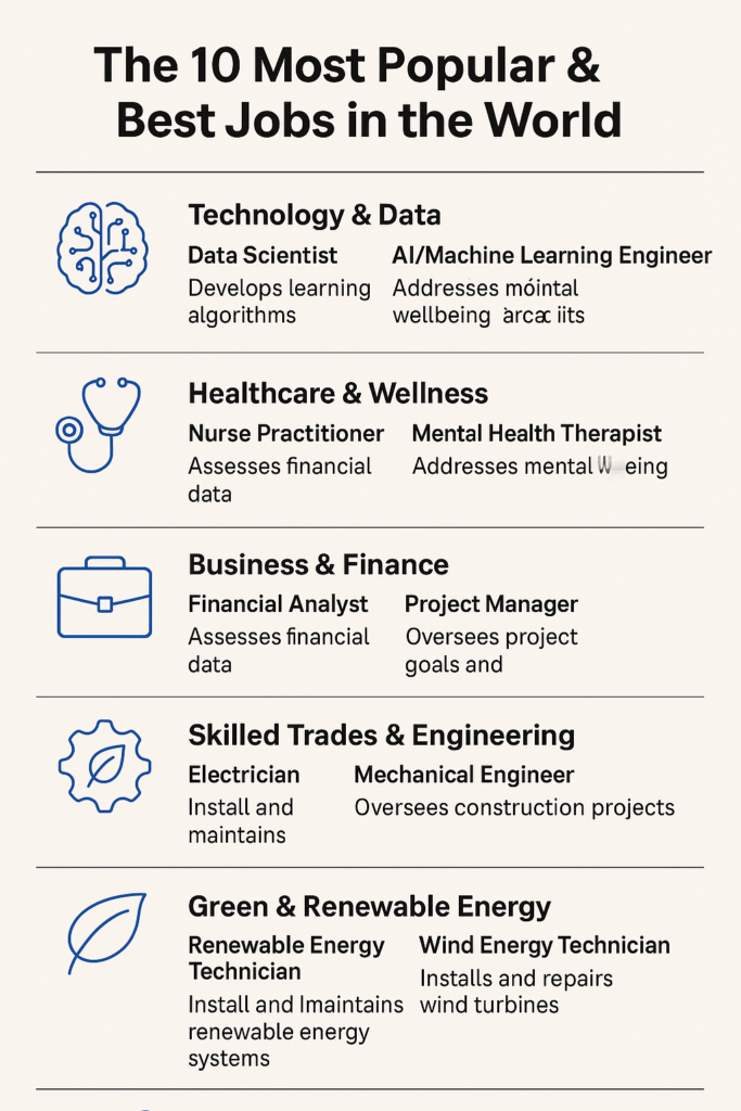 Top 10 most popular and in-demand jobs globally in 2025 Top 10 most popular and in-demand jobs globally in 2025