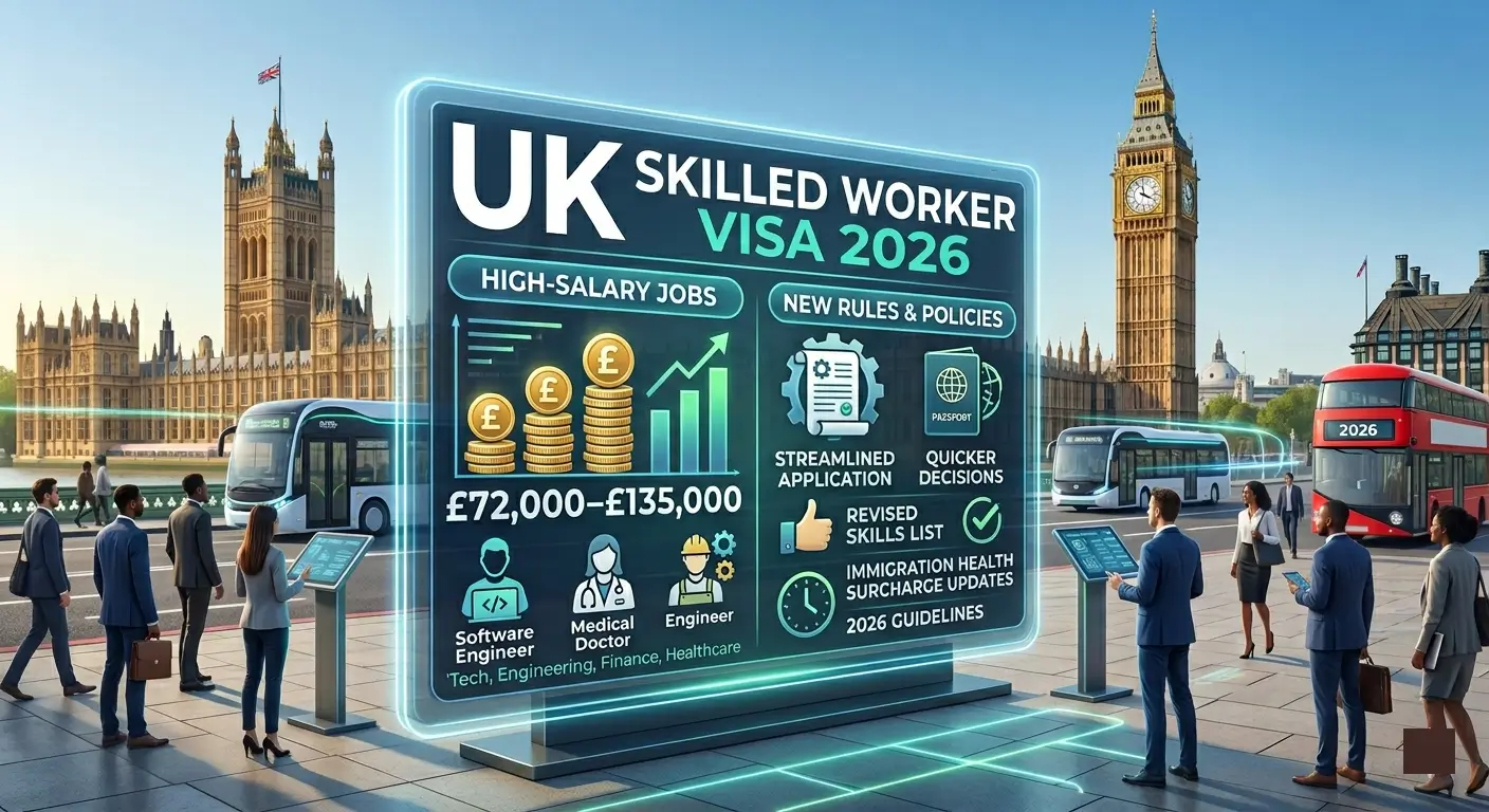 UK Skilled Worker Visa 2026: £72,000–£135,000 Jobs & New Rules