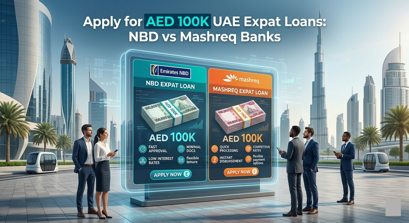 Apply for AED 100K UAE Expat Loans: NBD vs Mashreq Banks